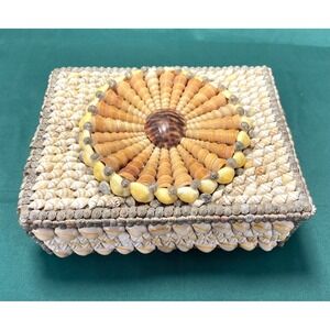 Handmade Seashell Trinket Jewelry Box Nautical Coastal Beach Décor